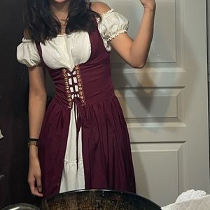 XXS/Xs/S burgundy renaissance fair dress costume